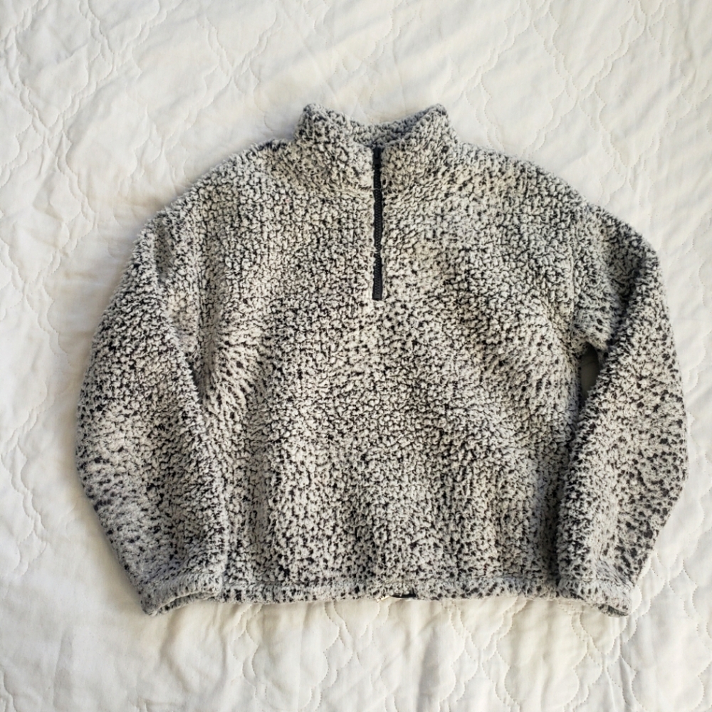 Almost Famous Cozy, Plush Sherpa Fleece Boucle Pullover Sweater – Drawstring Hem